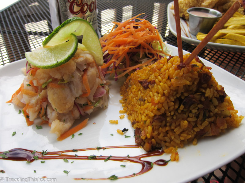 Our favorite meal during our trip - grouper ceviche and seasoned rice.